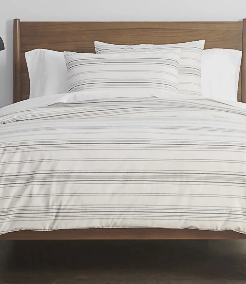 Simply-Put 100% Cotton Duvet 3 Pce. Cover Set Full/Queen Ticking Stripe Greige